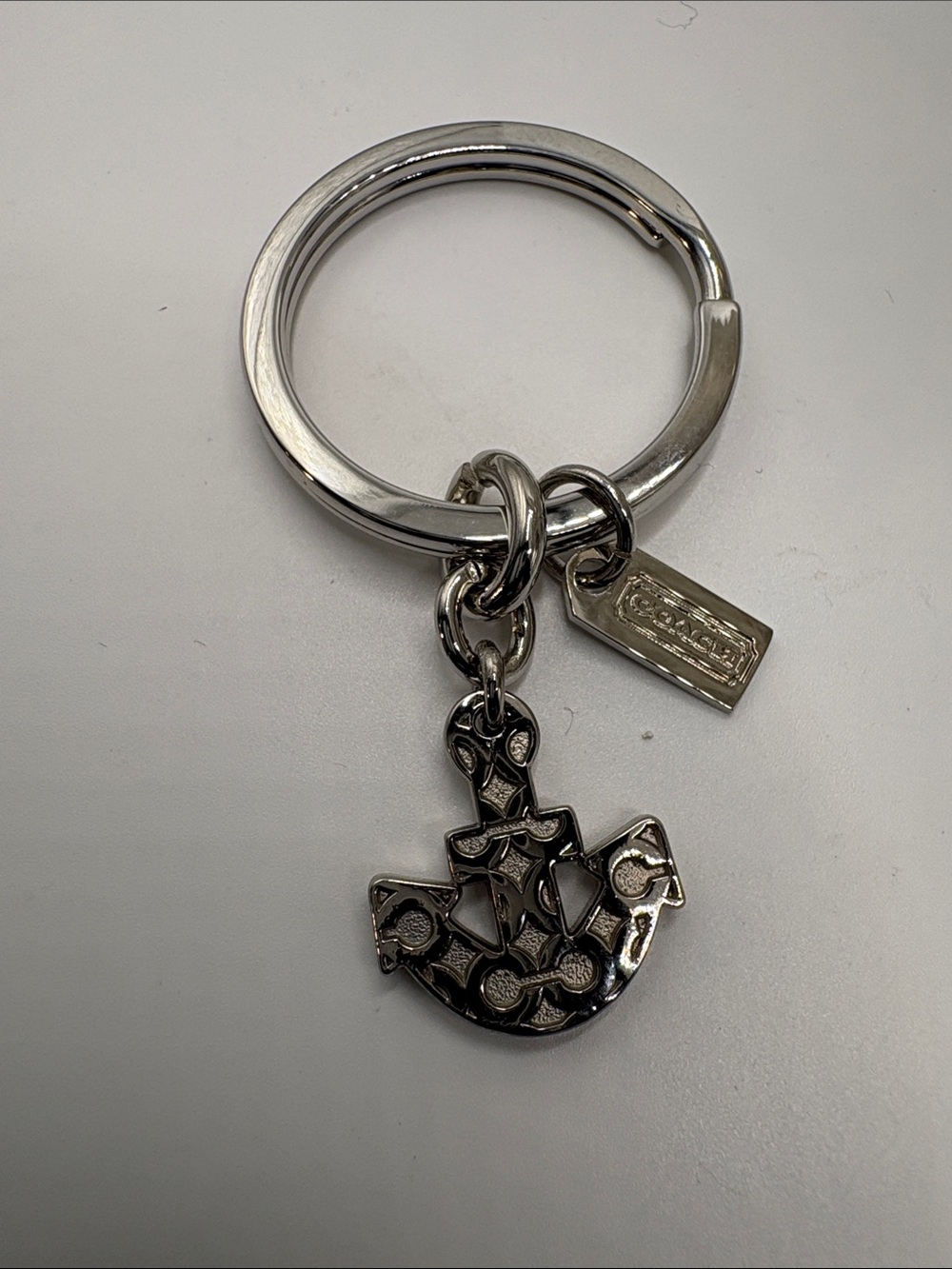 Coach small Silver-Tone Anchor Charm Keyring